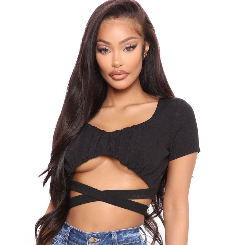 Black scrunchie crop top brand new